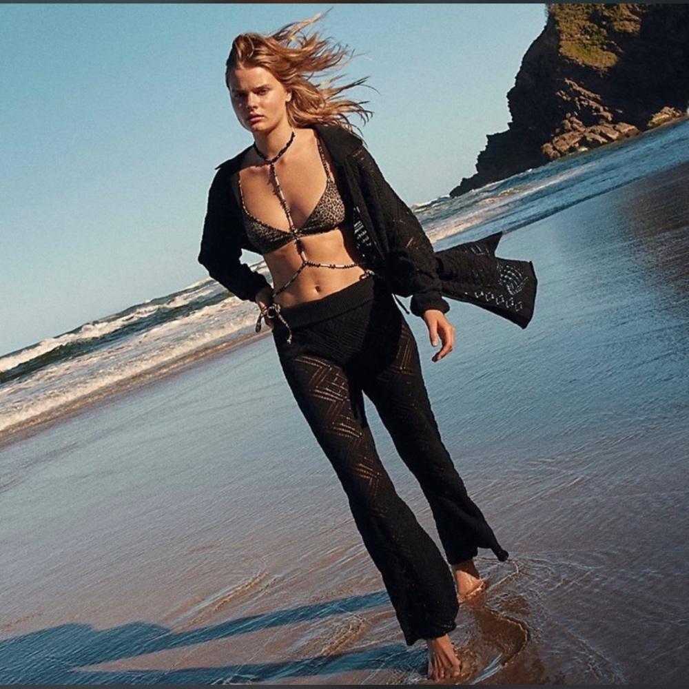 Free People Get away fauxchet sweater pants set In Black.Size M